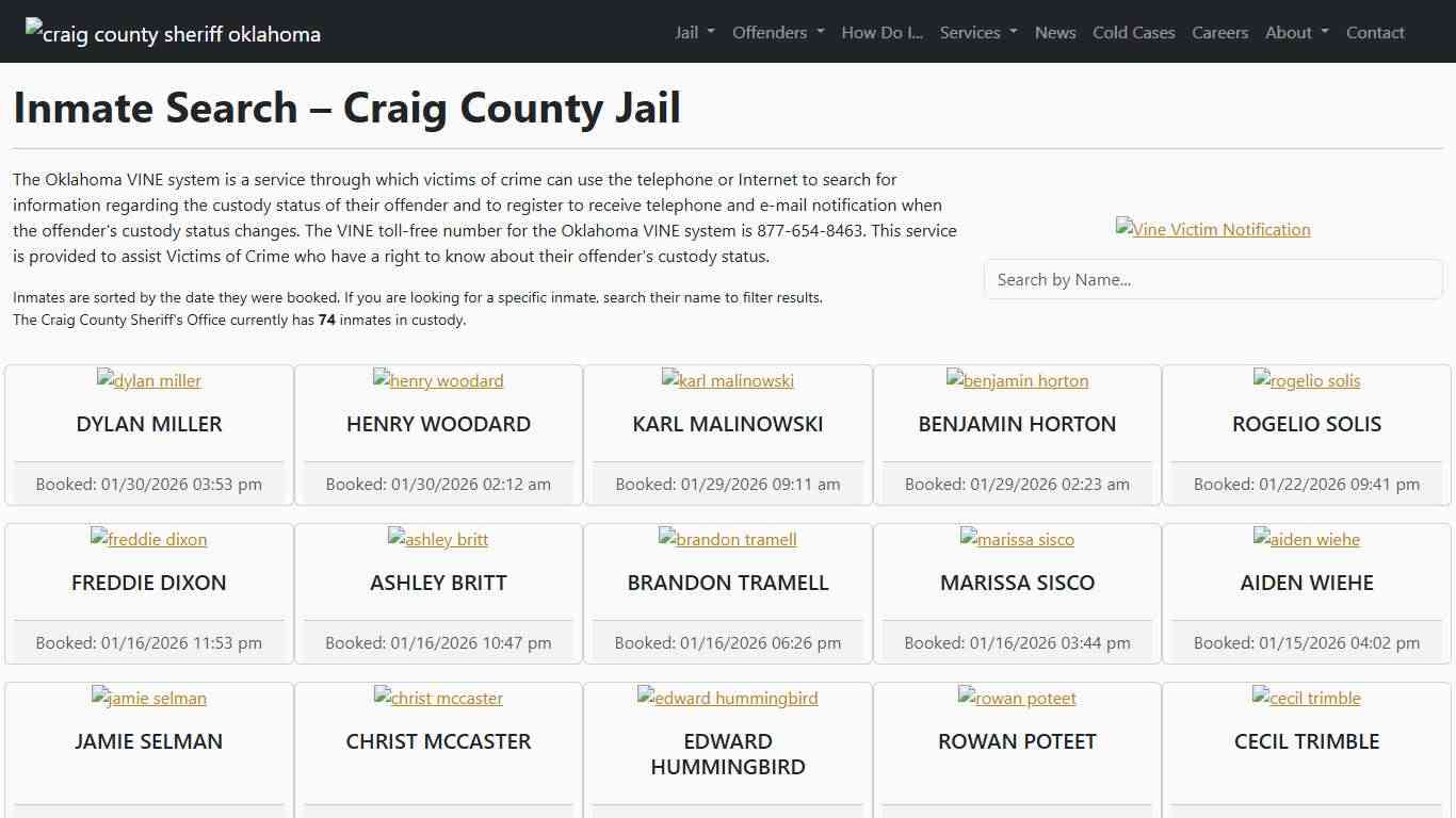 Inmate Search Craig County Sheriff's Office